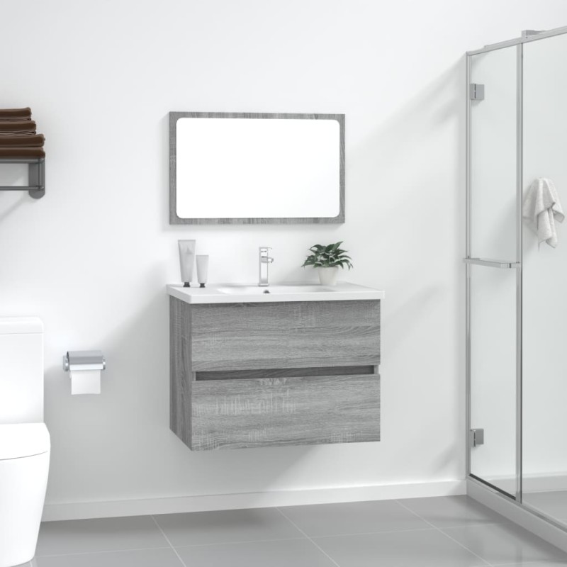 vidaXL Set de muebles de baño 2 pzas madera contrachapada gris sonoma