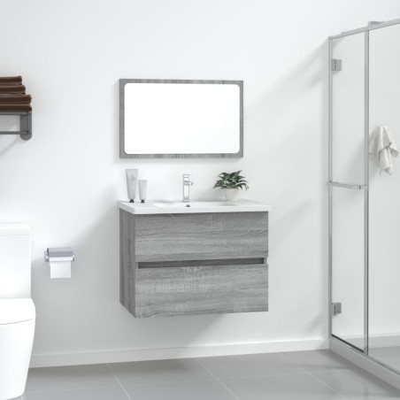 vidaXL Set de muebles de baño 2 pzas madera contrachapada gris sonoma