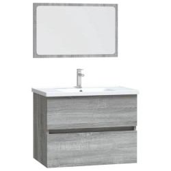 vidaXL Set de muebles de baño 2 pzas madera contrachapada gris sonoma