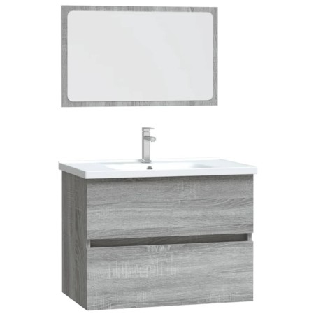 vidaXL Set de muebles de baño 2 pzas madera contrachapada gris sonoma