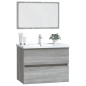 vidaXL Set de muebles de baño 2 pzas madera contrachapada gris sonoma