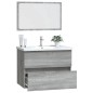 vidaXL Set de muebles de baño 2 pzas madera contrachapada gris sonoma