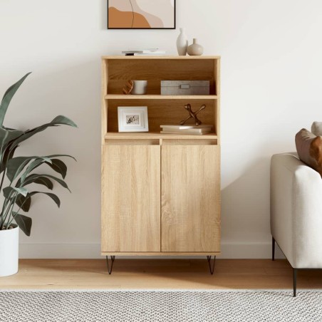 vidaXL Aparador alto madera contrachapada color roble 60x36x110 cm