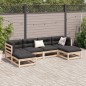 vidaXL Juego de sofás de jardín 6 pzas con cojines madera maciza pino