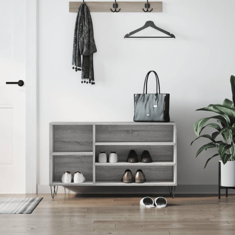 vidaXL Mueble zapatero madera contrachapada gris Sonoma 102x36x60 cm vidaXL Mueble zapatero madera contrachapada gris Sonoma 102x36x60 cm