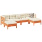 vidaXL Set de sofás jardín 6 pzas con cojines madera pino marrón cera vidaXL Set de sofás jardín 6 pzas con cojines madera pino marrón cera