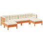 vidaXL Set de sofás jardín 6 pzas con cojines madera pino marrón cera vidaXL Set de sofás jardín 6 pzas con cojines madera pino marrón cera