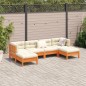 vidaXL Set de sofás jardín 6 pzas con cojines madera pino marrón cera vidaXL Set de sofás jardín 6 pzas con cojines madera pino marrón cera