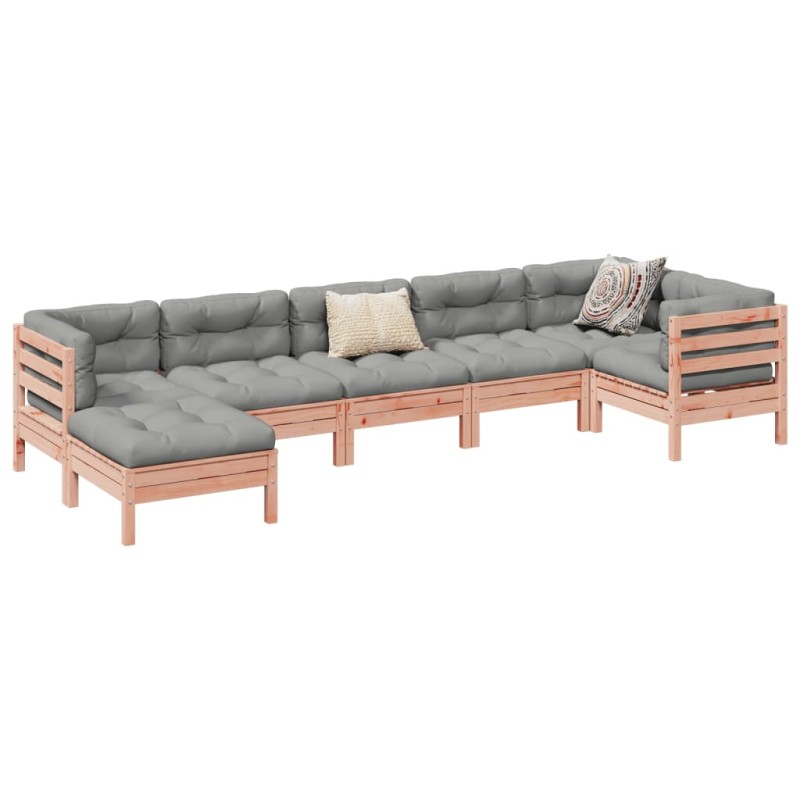 vidaXL Set de sofás jardín 7 pzas con cojines madera abeto Douglas vidaXL Set de sofás jardín 7 pzas con cojines madera abeto Douglas