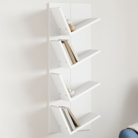 vidaXL Estantería de pared 4 niveles blanco 33x16x90 cm