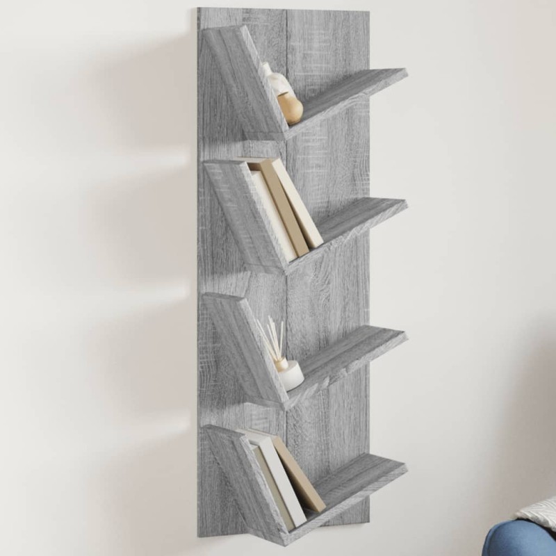 vidaXL Estantería de pared 4 niveles gris Sonoma 33x16x90 cm vidaXL Estantería de pared 4 niveles gris Sonoma 33x16x90 cm