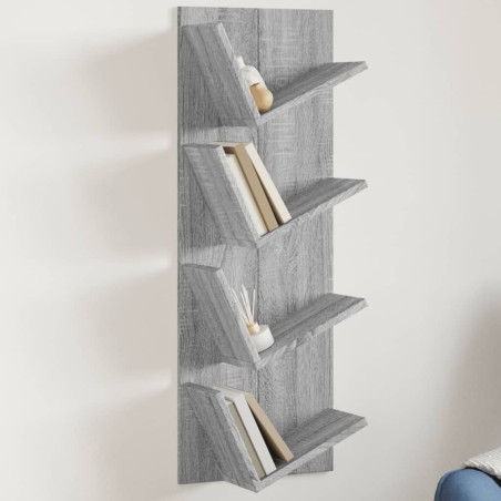 vidaXL Estantería de pared 4 niveles gris Sonoma 33x16x90 cm