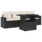 vidaXL Set de muebles de jardín 5 pzas y cojines ratán sintético negro vidaXL Set de muebles de jardín 5 pzas y cojines ratán sintético negro