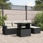 vidaXL Set de sofás de jardín 6 piezas y cojines ratán sintético negro vidaXL Set de sofás de jardín 6 piezas y cojines ratán sintético negro