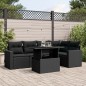 vidaXL Set de sofás de jardín 6 piezas y cojines ratán sintético negro vidaXL Set de sofás de jardín 6 piezas y cojines ratán sintético negro