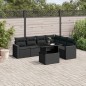 vidaXL Set de sofás de jardín 7 pzas con cojines ratán sintético negro