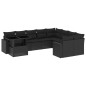 vidaXL Set de sofás de jardín 10 pzas cojines ratán sintético negro
