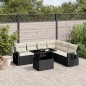 vidaXL Set de sofás de jardín 7 pzas con cojines ratán sintético negro vidaXL Set de sofás de jardín 7 pzas con cojines ratán sintético negro