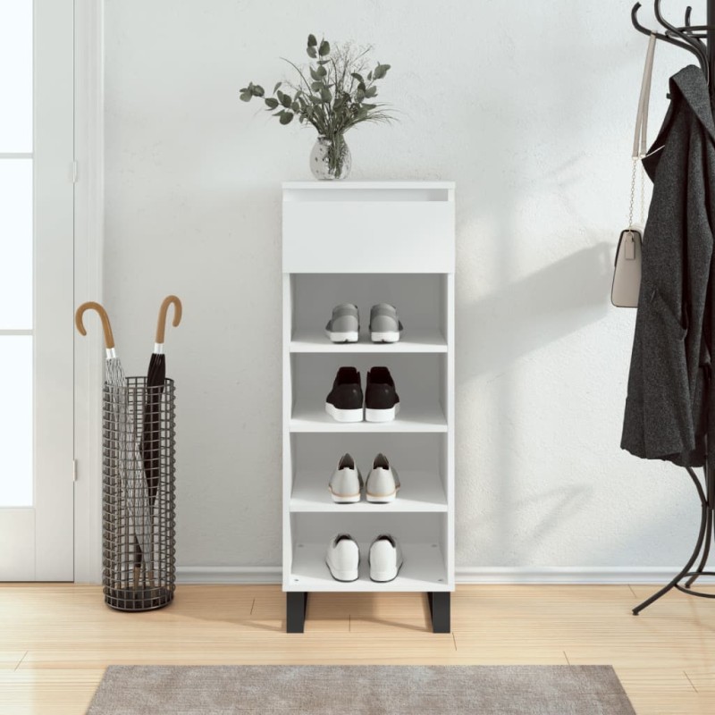 vidaXL Mueble zapatero madera contrachapada blanco brillo 40x36x105 cm vidaXL Mueble zapatero madera contrachapada blanco brillo 40x36x105 cm