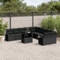 vidaXL Set de sofás de jardín 11 pzas y cojines ratán sintético negro