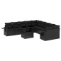 vidaXL Set de sofás de jardín 11 pzas y cojines ratán sintético negro