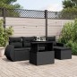 vidaXL Set de sofás de jardín 6 piezas y cojines ratán sintético negro vidaXL Set de sofás de jardín 6 piezas y cojines ratán sintético negro