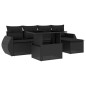 vidaXL Set de sofás de jardín 6 piezas y cojines ratán sintético negro vidaXL Set de sofás de jardín 6 piezas y cojines ratán sintético negro