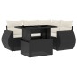 vidaXL Set de muebles de jardín 5 pzas y cojines ratán sintético negro vidaXL Set de muebles de jardín 5 pzas y cojines ratán sintético negro