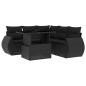 vidaXL Set de sofás de jardín 6 piezas y cojines ratán sintético negro vidaXL Set de sofás de jardín 6 piezas y cojines ratán sintético negro