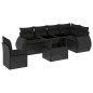 vidaXL Set de sofás de jardín 7 pzas con cojines ratán sintético negro vidaXL Set de sofás de jardín 7 pzas con cojines ratán sintético negro