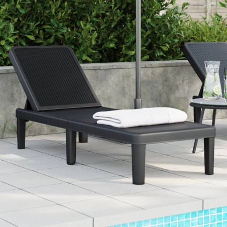 vidaXL Tumbona de polipropileno negro 159x57x83,5 cm