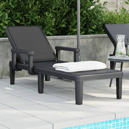 vidaXL Tumbona de polipropileno negro 159x68x83,5 cm