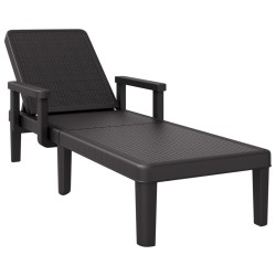 vidaXL Tumbona de polipropileno negro 159x68x83,5 cm