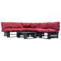 vidaXL Muebles de palets de jardín con cojines rojos 4 piezas madera vidaXL Muebles de palets de jardín con cojines rojos 4 piezas madera