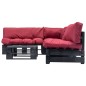vidaXL Muebles de palets de jardín con cojines rojos 4 piezas madera vidaXL Muebles de palets de jardín con cojines rojos 4 piezas madera