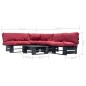vidaXL Muebles de palets de jardín con cojines rojos 4 piezas madera vidaXL Muebles de palets de jardín con cojines rojos 4 piezas madera