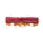 vidaXL Muebles de palets de jardín con cojines rojos 4 piezas madera vidaXL Muebles de palets de jardín con cojines rojos 4 piezas madera