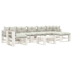 vidaXL Set de muebles de palets de jardín 8 pzas madera cojines beige