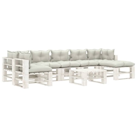 vidaXL Set de muebles de palets de jardín 8 pzas madera cojines beige
