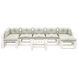 vidaXL Set de muebles de palets de jardín 8 pzas madera cojines beige