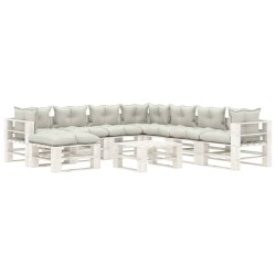 vidaXL Set muebles de palets para jardín 9 pzas madera cojines beige