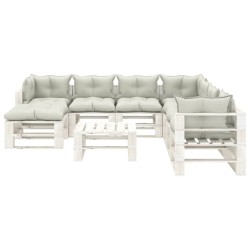vidaXL Set muebles de palets para jardín 9 pzas madera cojines beige