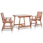 vidaXL Set de comedor jardín 3 pzas madera acacia mosaico azulejos