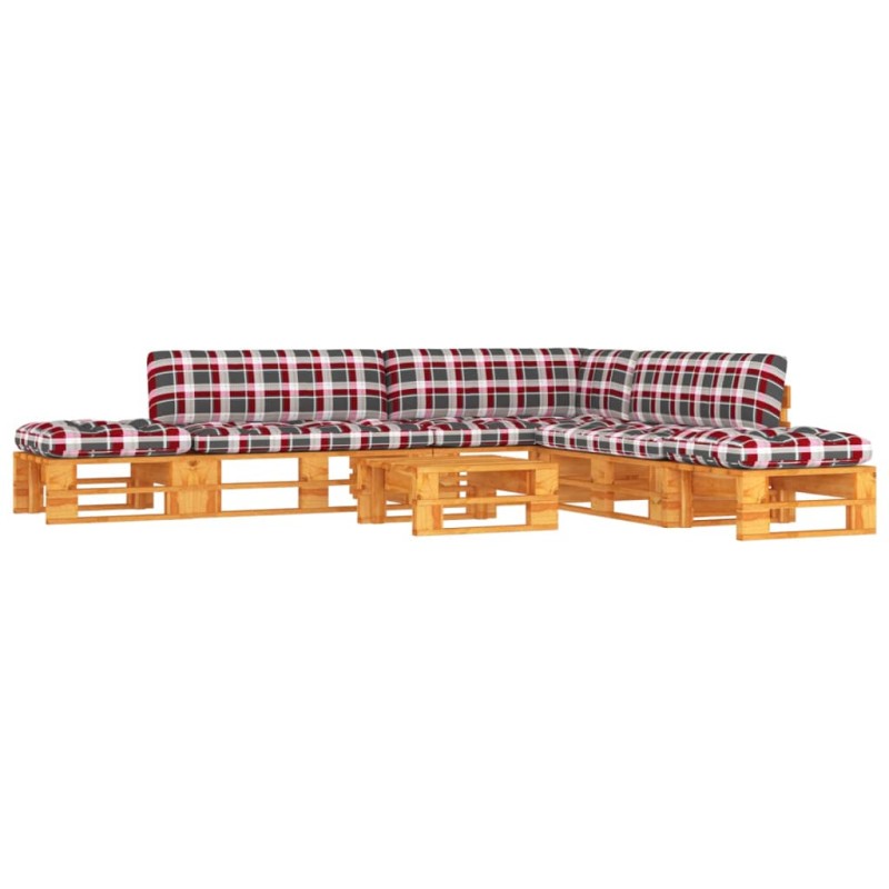 vidaXL Muebles de palets 6 pzas y cojines madera pino impregnada miel vidaXL Muebles de palets 6 pzas y cojines madera pino impregnada miel