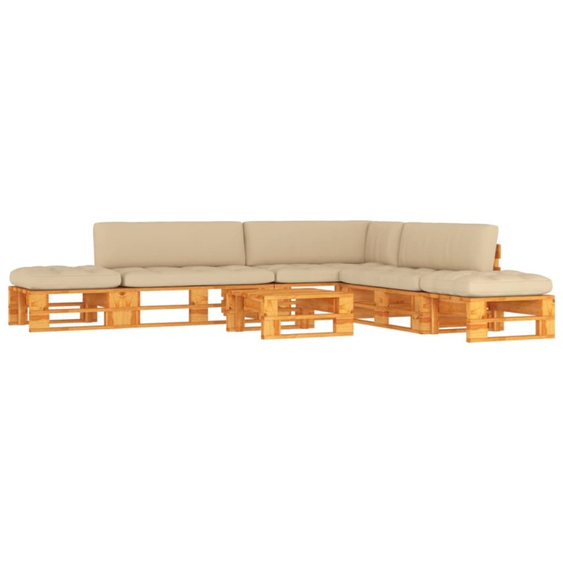 vidaXL Muebles de palets 6 pzas y cojines madera pino impregnada miel vidaXL Muebles de palets 6 pzas y cojines madera pino impregnada miel