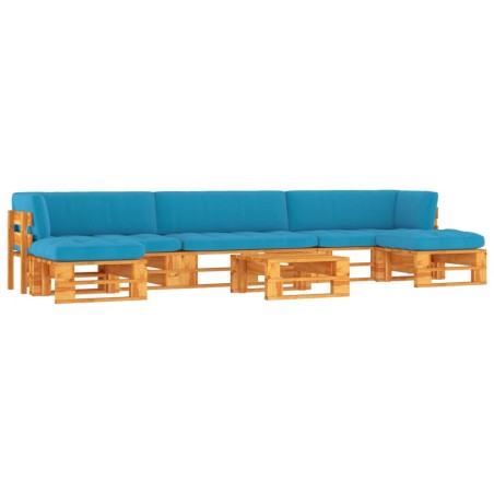 vidaXL Muebles de palets 6 pzas y cojines madera pino impregnada miel