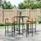 vidaXL Mesa bar y taburetes jardín 5 pzas madera acacia ratán PE negro vidaXL Mesa bar y taburetes jardín 5 pzas madera acacia ratán PE negro