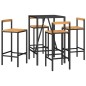 vidaXL Mesa bar y taburetes jardín 5 pzas madera acacia ratán PE negro vidaXL Mesa bar y taburetes jardín 5 pzas madera acacia ratán PE negro
