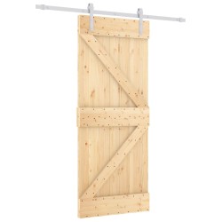 vidaXL Puerta corredera con herrajes madera maciza de pino 80x210 cm