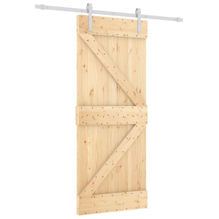 vidaXL Puerta corredera con herrajes madera maciza de pino 80x210 cm